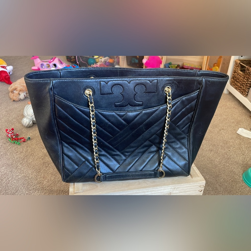 Black Tory Burch bag with gold accents